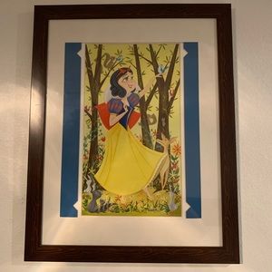 Snow White print matted and in frame.